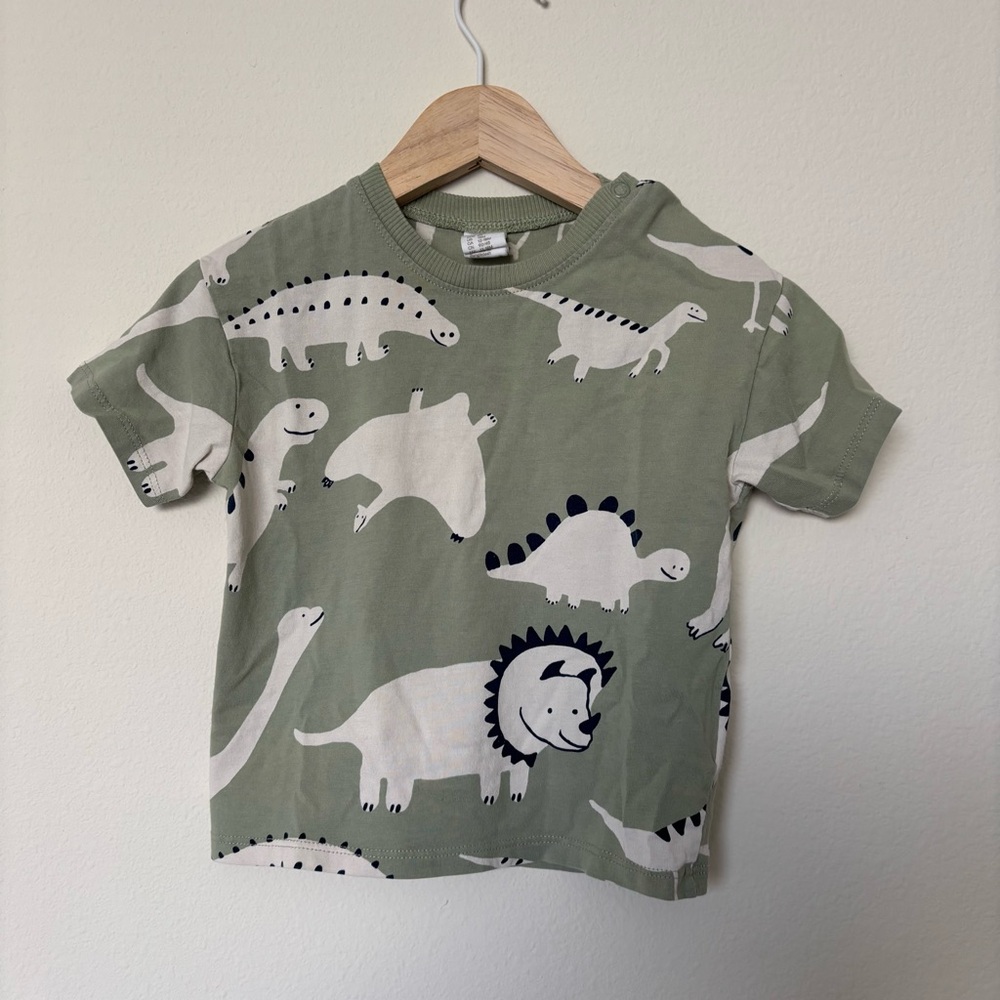 H&M Green Dinosaur Print Kids T-Shirt 12-18M